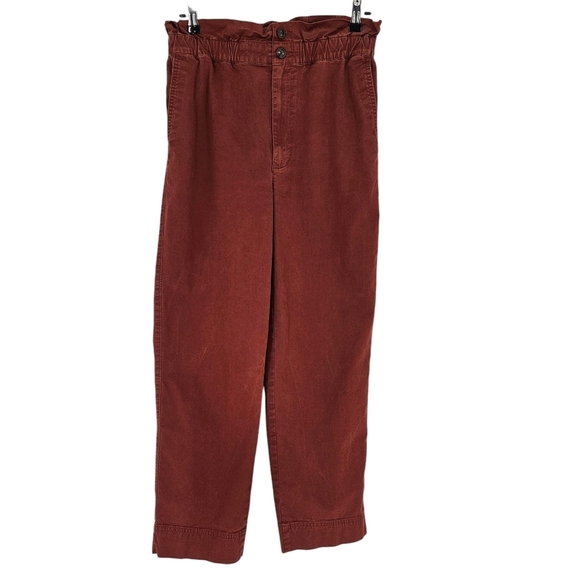 Madewell Pants - Madewell Straight Leg Pants Brown Orange High Rise Paperbag Stretch Waist 4